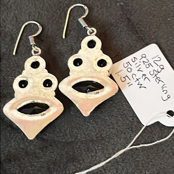 NWT NATURALSMOKY CITRINE DANGLE EARRINGS 925 STERLING SILVER 50carats. - Picture 6 of 11